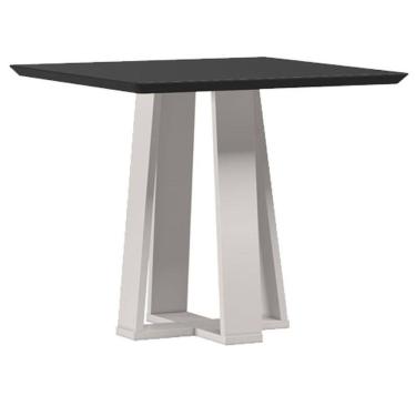 Imagem de Mesa de Jantar 90x90 cm Valência com Vidro Off White Preto – New Ceval