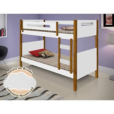 Imagem de Beliche Infantil Montessoriana Heloisa Branca E Amêndoa Acompanha Luminária Led