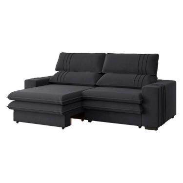 Imagem de Sofá 2 Lugares Retrátil Noruega 180 Cm Veludo Pés Tabaco - D`rossi Cor Grafite