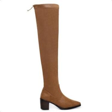 Imagem de Bota Over The Knee Bico Fino Salto Baixo Elástico Moderna-Feminino