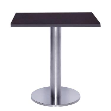 Imagem de Mesa Beta Big Inox 75 cm (Alt) Disco Redondo Tampo MDP Quadrado 80 cm (Larg) x 2,50 cm (Alt) Preto