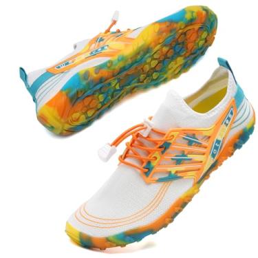 Imagem de WateLves Water Shoes – Meias aquáticas de secagem rápida para piscina, surfe, ioga, hidroginástica, Camuflagem laranja, 10.5 Women/9 Men