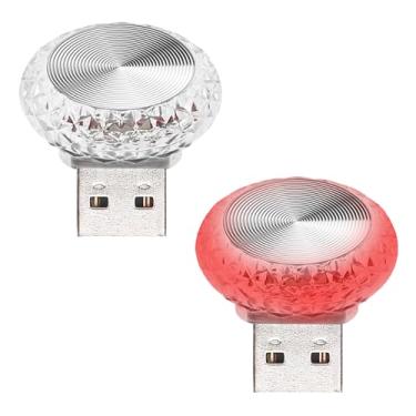 Imagem de Lâmpada LED USB para ambiente interior de carro, mini USB de cristal, luz ambiente interior do carro, luz ambiente do porta-malas, luz de decoração interior LED para todos os interiores de carros, 2