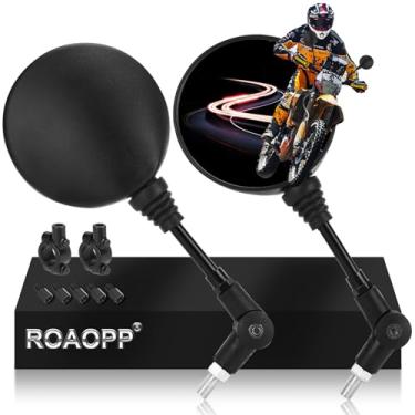 Imagem de Espelhos retrovisores dobráveis de ajuste para motocicleta, 8 mm, 10 mm, suporte universal para guidão, redondo, compatível com motocicleta Adventure Dirt Street Bike ATV Quad Snowmobile Scooter