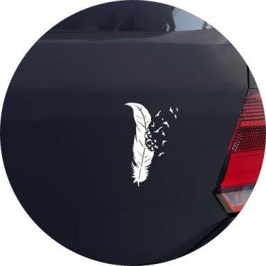 Imagem de Adesivo de Carro Caneta Pena de Pássaros - Cor Branco - Melhor Adesivo