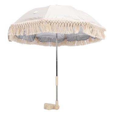 Imagem de Guarda-sol para Bebês Com Borla, Pano Oxford, Guarda-sol para Crianças Ao Ar Livre, Carrinho de Praia, Adereços para Fotografia, Jardim à Beira-mar (Bege com Crisântemo Pequeno)