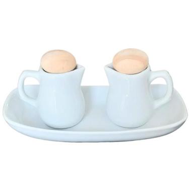 Imagem de Kit Galheteiro 3 pçs Azeite Vinagre 60ml + Bandeja Porcelana - Antilop