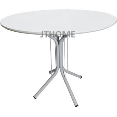 Imagem de Mesa Jantar 70cm Redonda branca Mdf Base 4 Apoio Isa - jthome