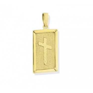 Imagem de Pingente De Ouro 18k PLaca Crucifixo - Elegancy Joias