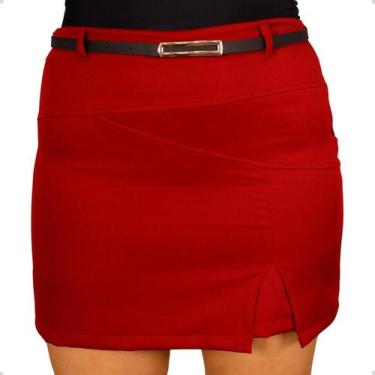 Imagem de Short Saia Feminino Plus Size Alfaiataria Social Fenda Lateral Com Cin