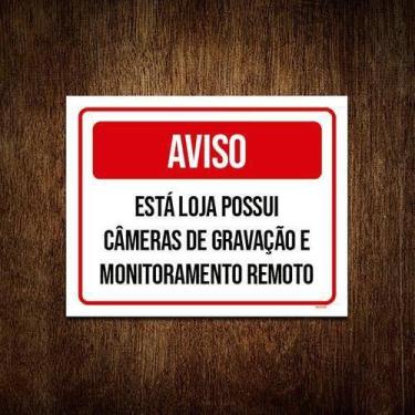 Imagem de Kit 5 Placa Aviso Está Loja Possui Câmeras Gravação - Sinalizo