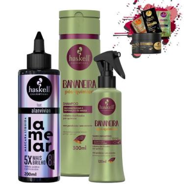 Imagem de Kit Máscara Líquida Lamelar 200ml Bananeira Sh 300ml Fluido - Haskell