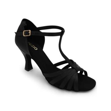 Imagem de Capezio Tênis de salão feminino Sara 6,3 cm, Preto, 11 Wide