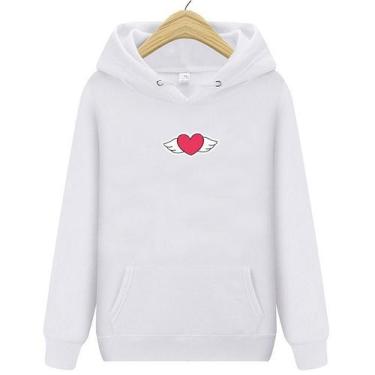 Imagem de Blusa de Frio Coração Asa Fofo Emoji Casaco Peluciado Moletom - Inove,