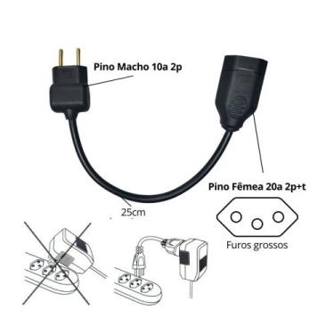 Imagem de Extensão Mini 25cm cabo pp 2x2.5mm reforçada emborrachado 10/20A - nac