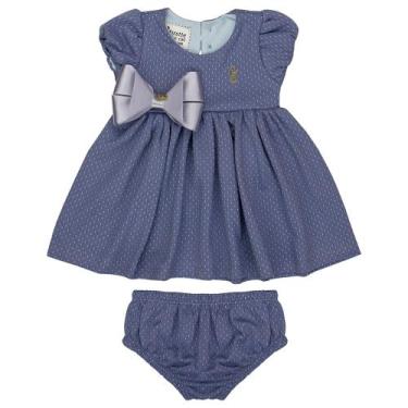 Imagem de Vestido Gorette The Cat Com Mangas Balonê e Tapa Fraldas Azul Claro, M