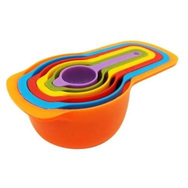Imagem de Kit 6 Medidores De Cozinha Xícara Colher Copo Confeitaria Cor Colorido