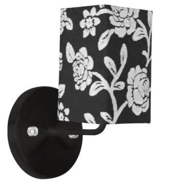 Imagem de Arandela Preta De Cupula Quadrada Floral Prata - MARRYLUZ