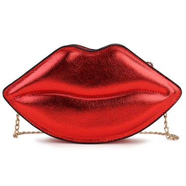 Imagem de ENJOININ Bolsa divertida para mulheres, bolsa tiracolo de corrente exclusiva para adolescentes com alça de ombro ajustável, Vermelho, Small