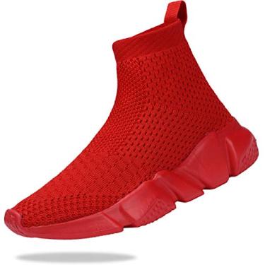 Imagem de Tênis de corrida esportivo unissex, respirável, leve, para meninos e meninas da Santiro (criança pequena/criança grande), High Tops-red, 2 Little Kid