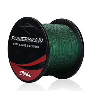 Imagem de RUNCL Linha de pesca trançada PowerBraid, linha trançada ultradurável, 8 fios - tecnologia de tecelagem sem costura, tecnologia de revestimento aprimorada, perfil redondo, zero stretch (verde musgo,
