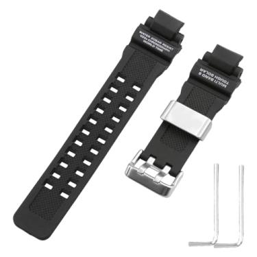 Imagem de FACLE Pulseira masculina de resina para relógio Casio G shock GW-A1100 GW-A1000 GW-4000 GA-1000 1100 1200 G-1400 acessórios para relógios esportivos ao ar livre (preta com anel de metal)