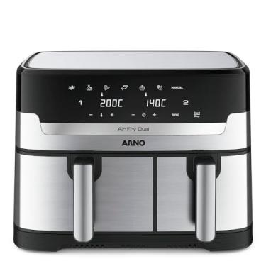 Imagem de Fritadeira Sem Óleo Air Fryer Arno Dual 8,3L AFD2, 1800W, Inox e Preta, Cestos Duplos Independentes, Função SYNC, Painel Digital, 110V