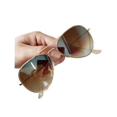 Imagem de Óculos De Sol Aviador Marrom Degrade Lentes De Cristal Proteção UV400 