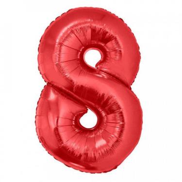 Imagem de Balão Metalizado Vermelho Número 8 - 1 Metro - Funny Fashion