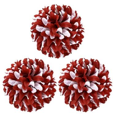 Imagem de Knitgrip 3 peças de flores de mãe de 16,5 cm de seda, 21 camadas, artigos para mães de regresso às aulas, decorações de festa (vermelho, branco)