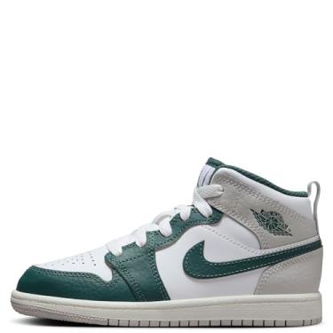 Imagem de Tênis infantil Jordan 1 Mid SE (FQ8087-103, branco/vela/cinza neutro/verde oxidado), Branco/vela/cinza neutro/verde oxidado, 11.5 Little Kid