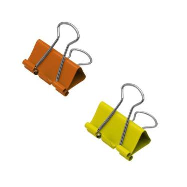 Imagem de Prendedor de Papel Clipes Binder 32mm Neon Brw, KIT (AMARELO+LARANJA)