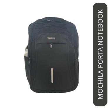 Imagem de Mochila Preta Alças de Costas Acolchoadas Ziper duplo USB - ELLO