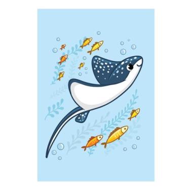 Imagem de Placa Decorativa MDF Infantil Fundo do Mar Raia 20x30cm - Quartinhos