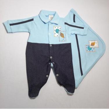 Imagem de KIT Saída Maternidade - Macacão e Manta - Bordado Pipa e Bola - Nethun