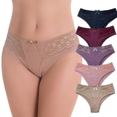 Imagem de KIT 10 Calcinhas algodão cintura alta Lingerie Atacado Em Cotton E Ren