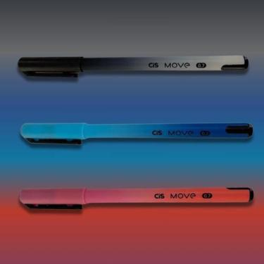 Imagem de Kit 03 Caneta Esferográfica Cis Move 0.7mm Colorida Ponta Fina Az, Pt,