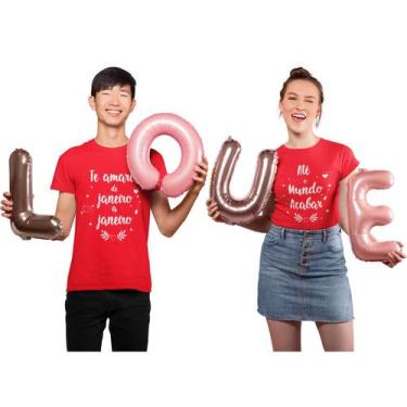Imagem de Kit Camiseta Casal Te Amarei de Janeiro Dia dos Namorados Noivos Casad