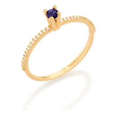 Imagem de Anel Solitário Com Zircônias Formatura Rommanel 512902, Rosa com branc