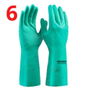 Imagem de Kit 6 Luva Borracha Reforçada Proteção Quimica C/ Forro Epi - HANDEX, 