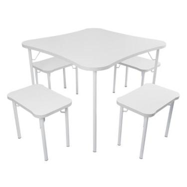 Imagem de Conjunto Mesa Infantil + 4 banquinhos Luna - Loja da Isa, Branco, Bran
