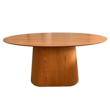 Imagem de Base para Mesa de Jantar Cone Oval Laminada em Madeira Freijó para Tam