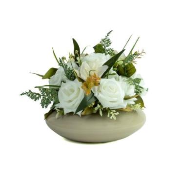 Imagem de Vaso Flor Buquê Rosas Artificial Decoração Centro de Mesa - Floralis, 