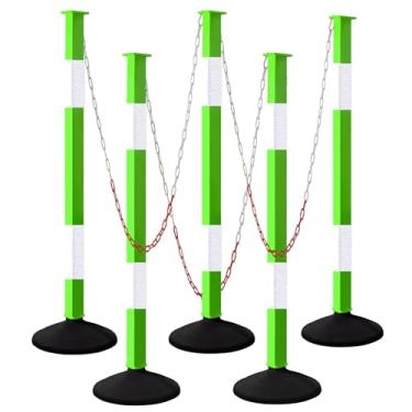 Imagem de Alyoen Poste Delineador de Tráfego com Base Ponderada e Colares Refletivos, Cones de Estacionamento Ajustáveis com Correntes de 4 Pés, Poste de Barreira de Entrada de Automóveis Po ()