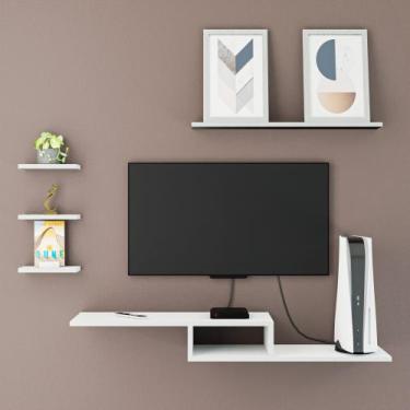 Imagem de Rack Suspenso Mdf Com 4 Prateleiras de Nichos Organizador Branco - Del