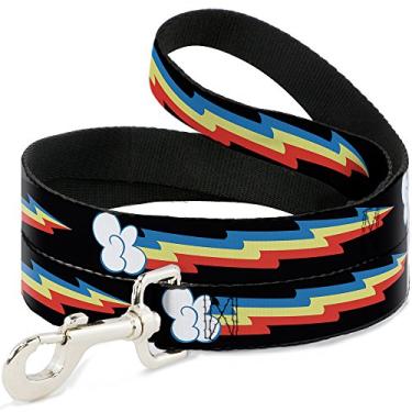 Imagem de Buckle-Down Coleira preta para animais de estimação MLP Rainbow Dash Lightning, 1,8 m x 3,8 cm