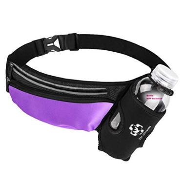 Imagem de Cinto de corrida esportivo/bolsa com suporte para garrafa de água, pochete de hidratação, listras refletivas, armazenamento para celular, orifício para fone de ouvido para passear com cães,