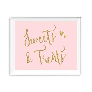 Imagem de Andaz Press Blush Pink Gold Glitter Print Wedding Collection, placas de festa, doces e petiscos mesa de sobremesa, 21,5 x 28 cm, 1 unidade