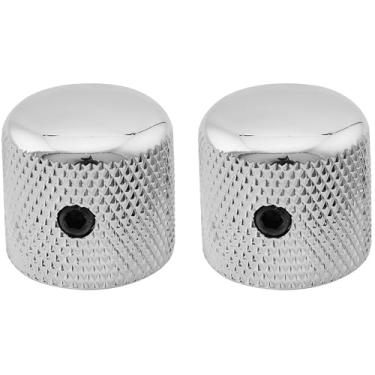Imagem de Kit Com 02 Knobs De Metal Com Trava Cromado Para Contra Baixo e Guitarra