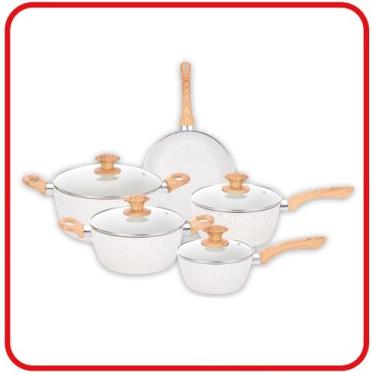 Imagem de Conjunto 5 Panelas Indução Cerâmica Class Travertino 3.7mm - Class Home